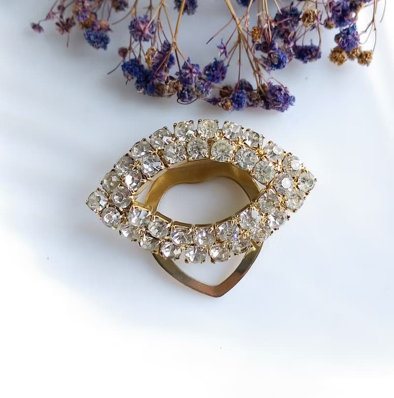 【西洋古董飾品】氣質 白鑽 馬眼單圈 圍巾夾 絲巾扣 絲巾夾