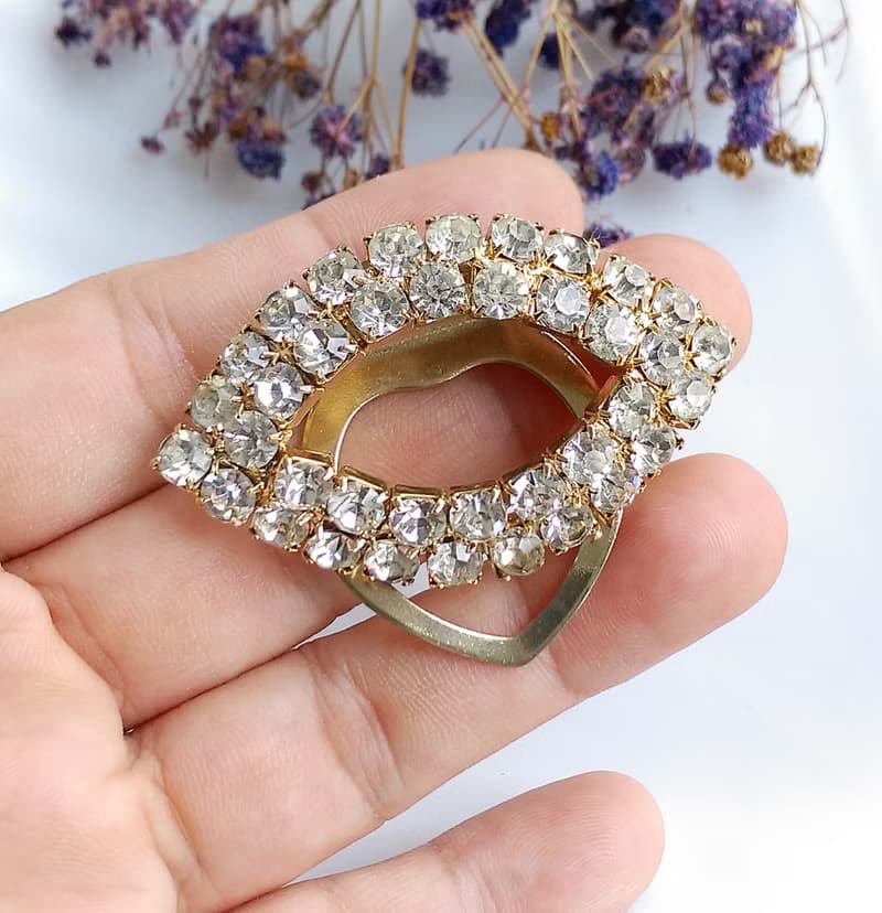 【西洋古董飾品】氣質 白鑽 馬眼單圈 圍巾夾 絲巾扣 絲巾夾