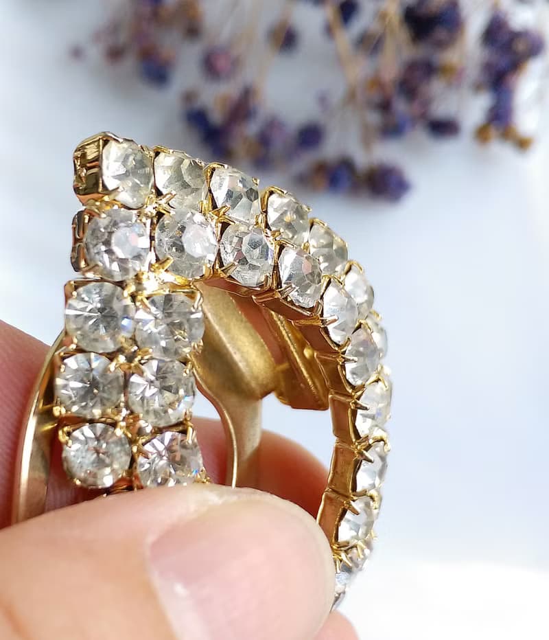 【西洋古董飾品】氣質 白鑽 馬眼單圈 圍巾夾 絲巾扣 絲巾夾