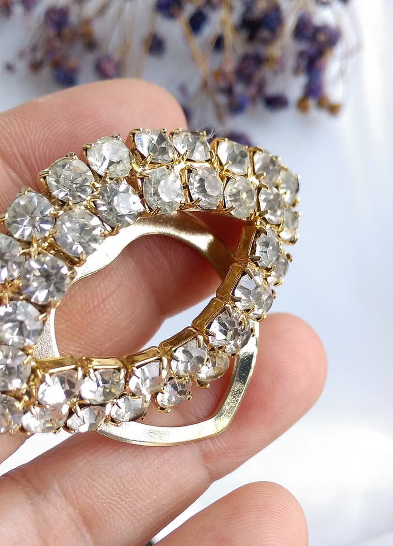 【西洋古董飾品】氣質 白鑽 馬眼單圈 圍巾夾 絲巾扣 絲巾夾