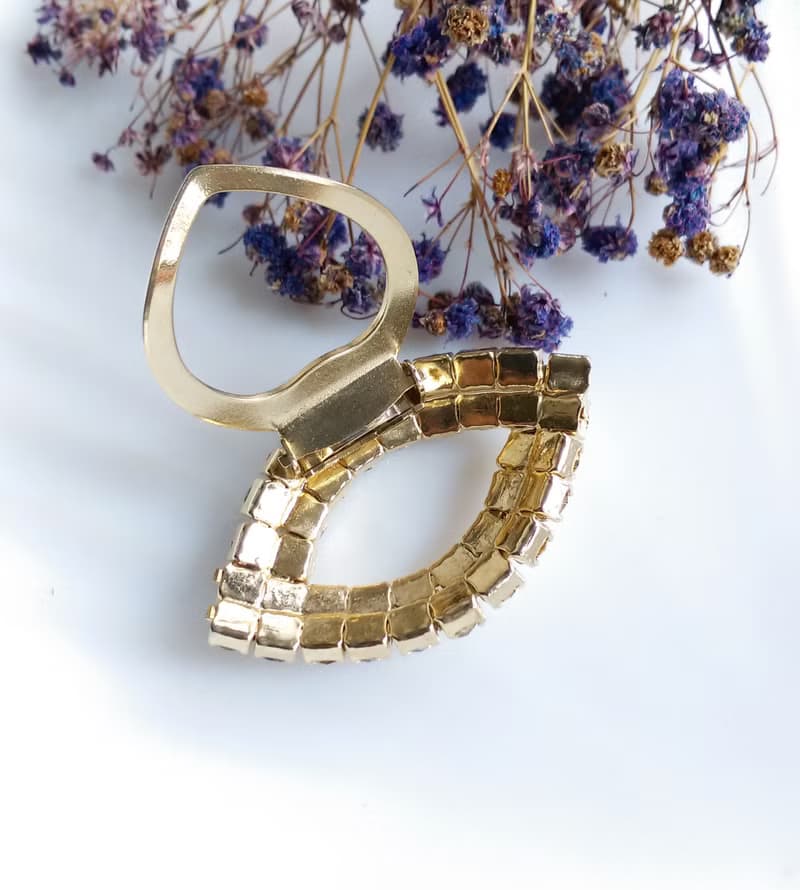 【西洋古董飾品】氣質 白鑽 馬眼單圈 圍巾夾 絲巾扣 絲巾夾