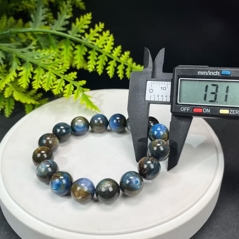 優質墨畫藍晶石手串13mm顆顆貓眼冰潤玉化女單圈手珠夢境治療平復