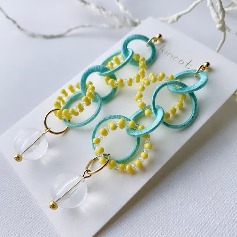 セルクル ピアス・イヤリング【グリーン×イエロー】