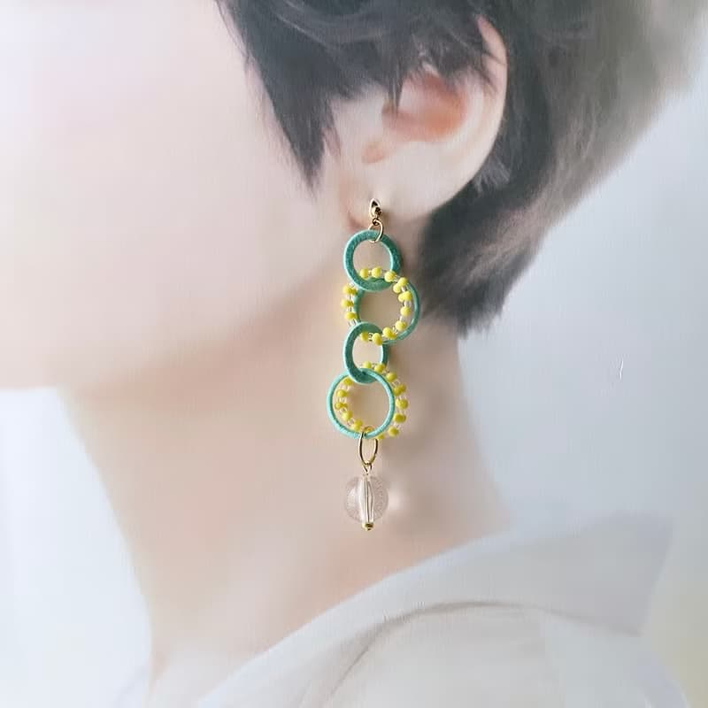セルクル ピアス・イヤリング【グリーン×イエロー】