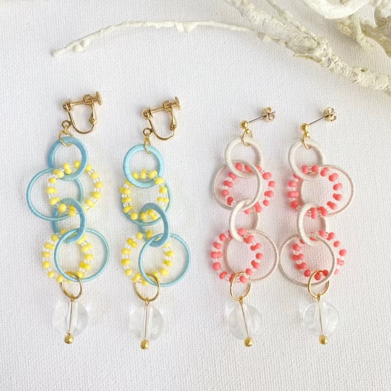 セルクル ピアス・イヤリング【グリーン×イエロー】