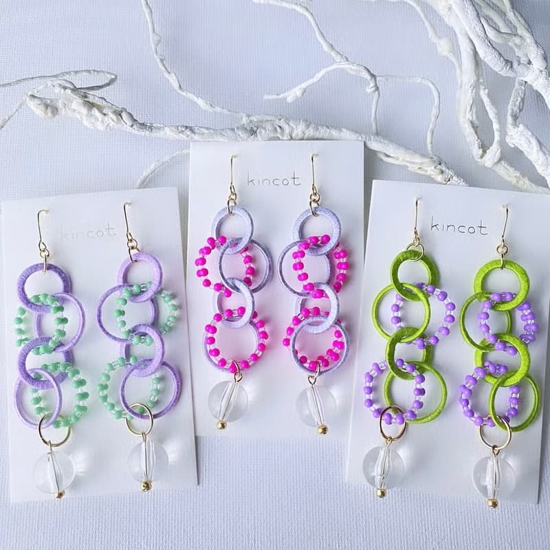 セルクル ピアス・イヤリング【グリーン×イエロー】