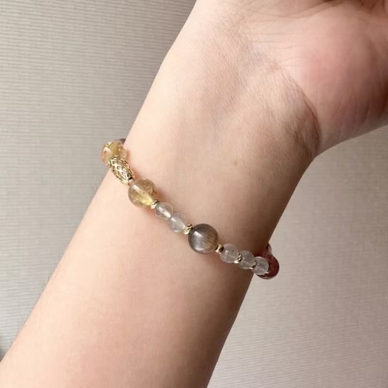 春聲・花夢 櫻花瑪瑙 牡丹花手鍊 天然石手串 草莓晶 太陽石