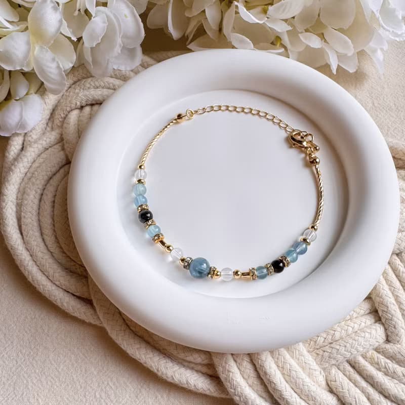 射手座手鍊手環 | 魔鬼海藍寶 海藍寶 白水晶 | 十二星座守護石