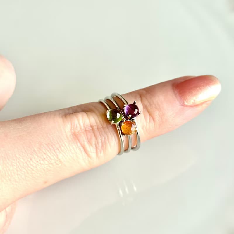 鍍銠+SV925 高等級 坦桑尼亞太陽石 迷你寶石戒