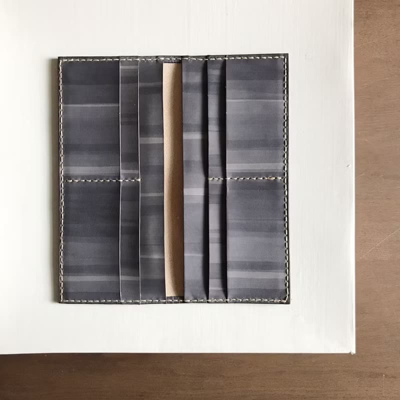 真皮長夾_8卡層_2鈔票層_灰藍_bi-fold wallet