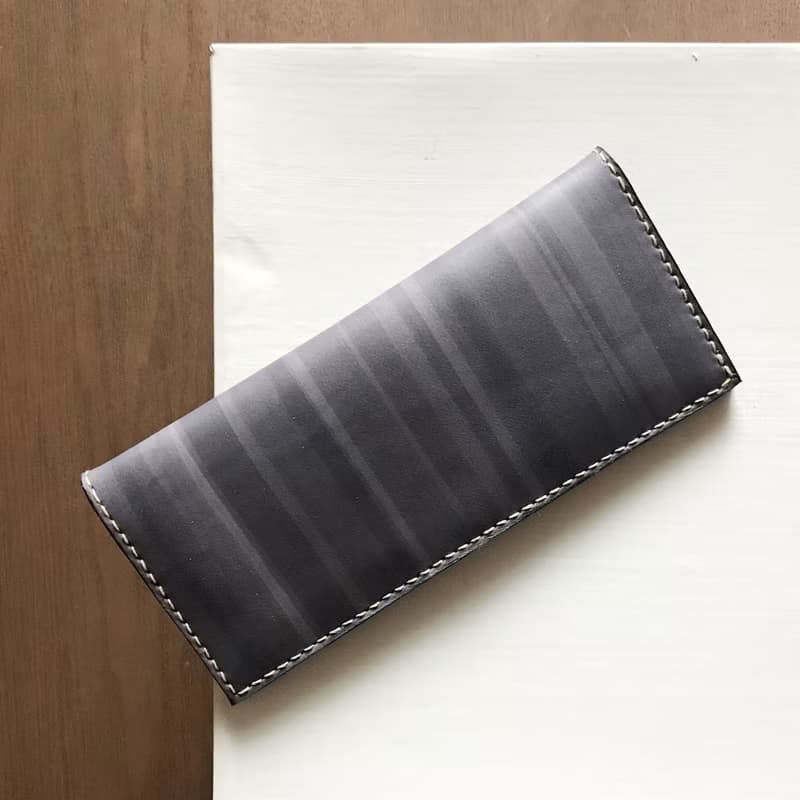 真皮長夾_8卡層_2鈔票層_灰藍_bi-fold wallet