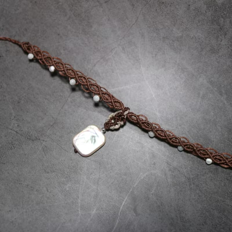 天然石巴洛克珍珠蠟線編織頸鏈手鍊