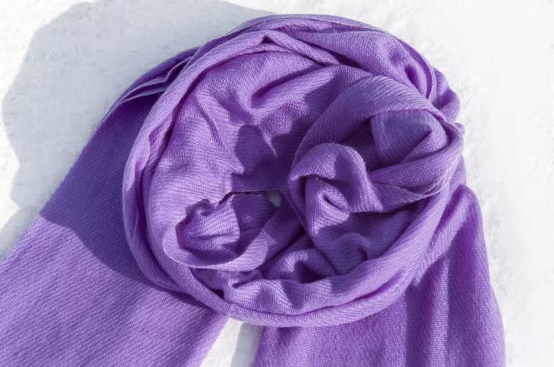 頂級喀什米爾Cashmere 秋冬保暖 羊絨圍巾Pashmina 克什米爾羊絨圍巾/純羊毛圍巾披巾/戒指絨披肩-芋頭紫色