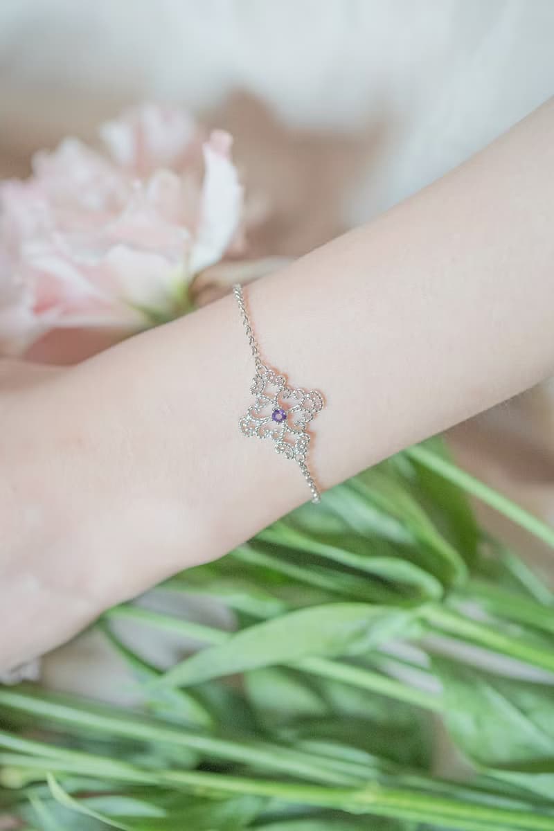 紫水晶925純銀蕾絲宮廷風格手鍊