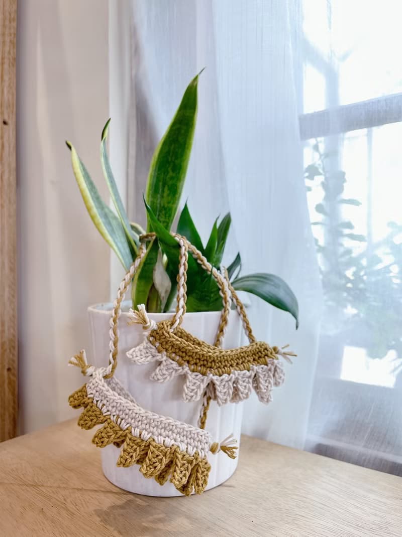 海波浪 手工編織 飲料提袋 橄欖綠