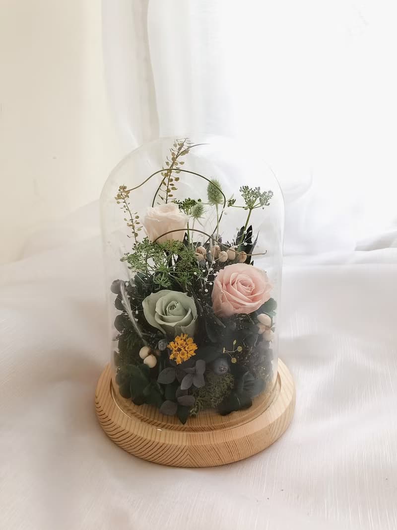 小夜燈 小圓球 生日禮物 情人節 母親節禮物 乾燥花 永生花玻璃罩