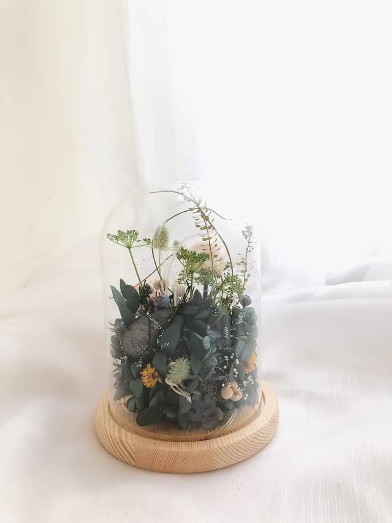 小夜燈 小圓球 生日禮物 情人節 母親節禮物 乾燥花 永生花玻璃罩