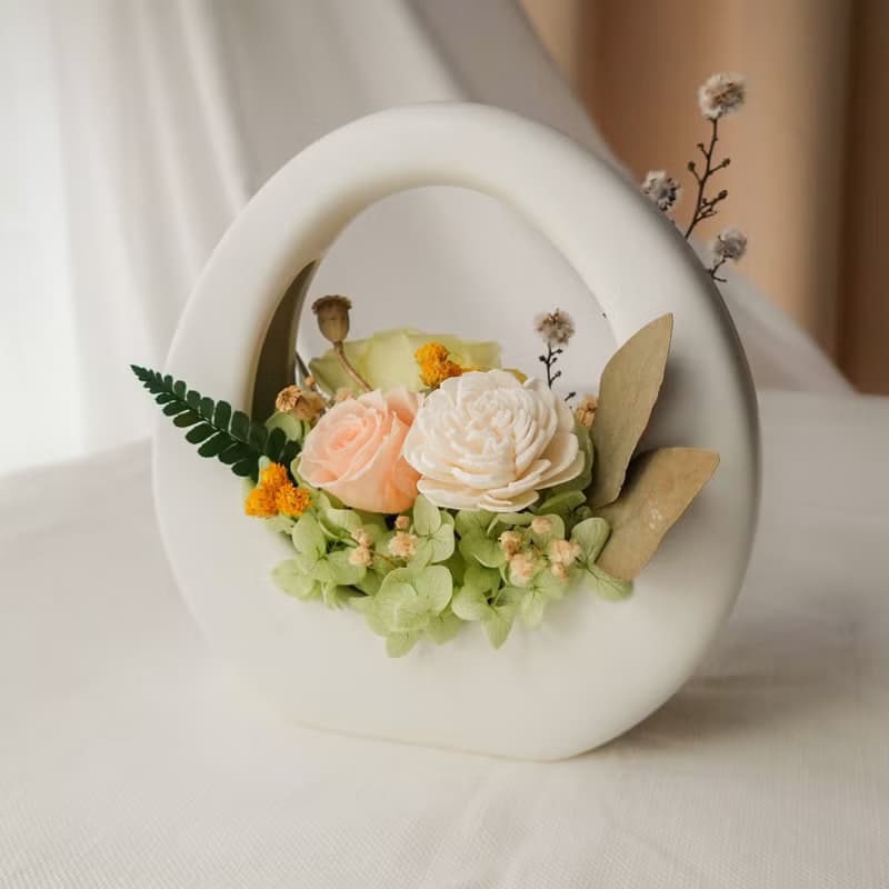 永生花特色O型小提籃-鮮綠色