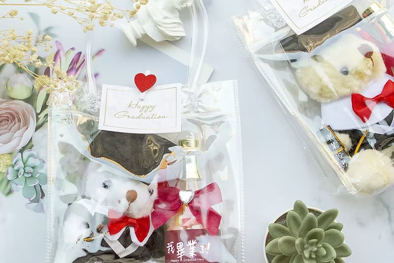 畢業禮物 畢業熊+香檳糖果瓶(我畢業了粉彩棉花糖) 祝福小物