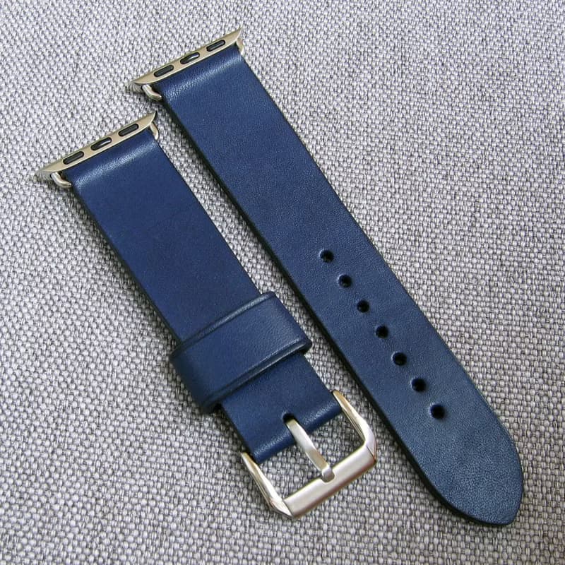 蘋果手錶表帶。藍色。真皮 純手工製作。任何尺寸。
