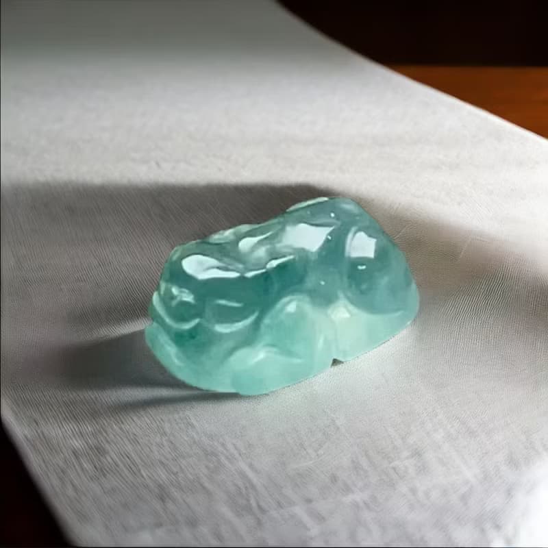 冰種藍水翡翠貔貅戒面 | 天然翡翠A貨 | 送禮