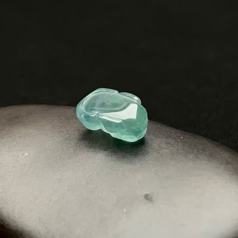 冰種藍水翡翠貔貅戒面 | 天然翡翠A貨 | 送禮
