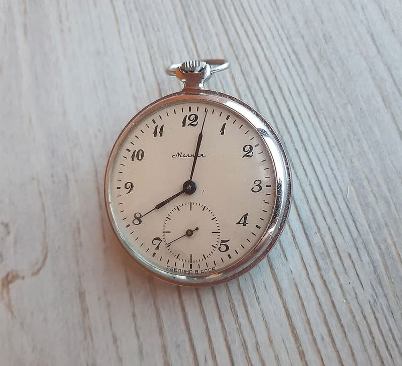Soviet pocket watch Molnija 3602 - wind up mechanic retro mens watch USSR