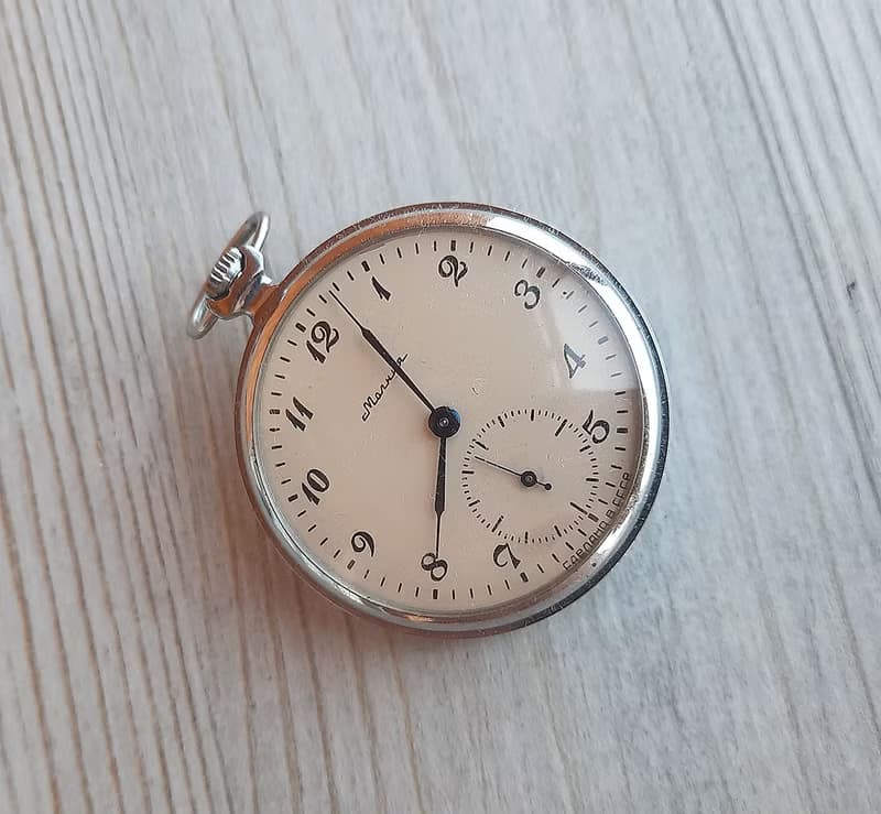Soviet pocket watch Molnija 3602 - wind up mechanic retro mens watch USSR