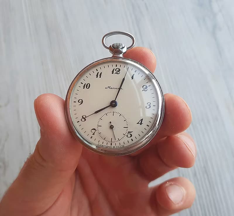 Soviet pocket watch Molnija 3602 - wind up mechanic retro mens watch USSR