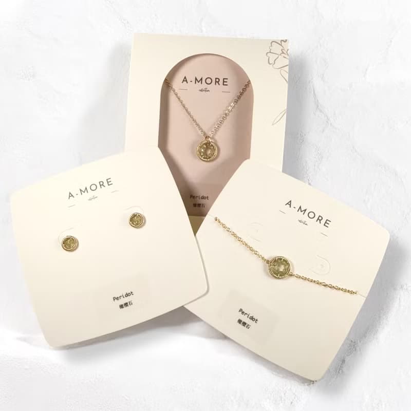Halo【8月誕生石】橄欖石耳釘耳環 / 14KGF / 天然石