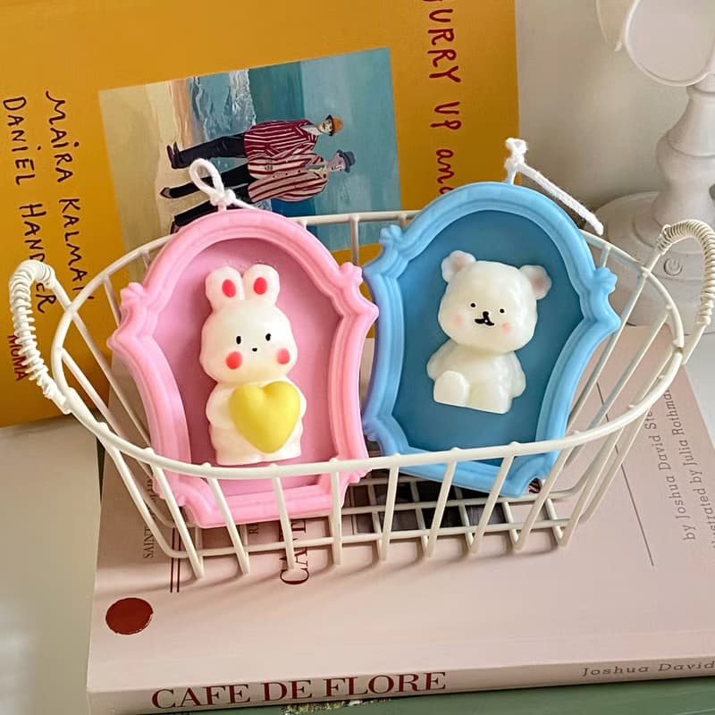 【經典款】 復古鏡子蠟燭 小兔子 / 小熊 造型蠟燭