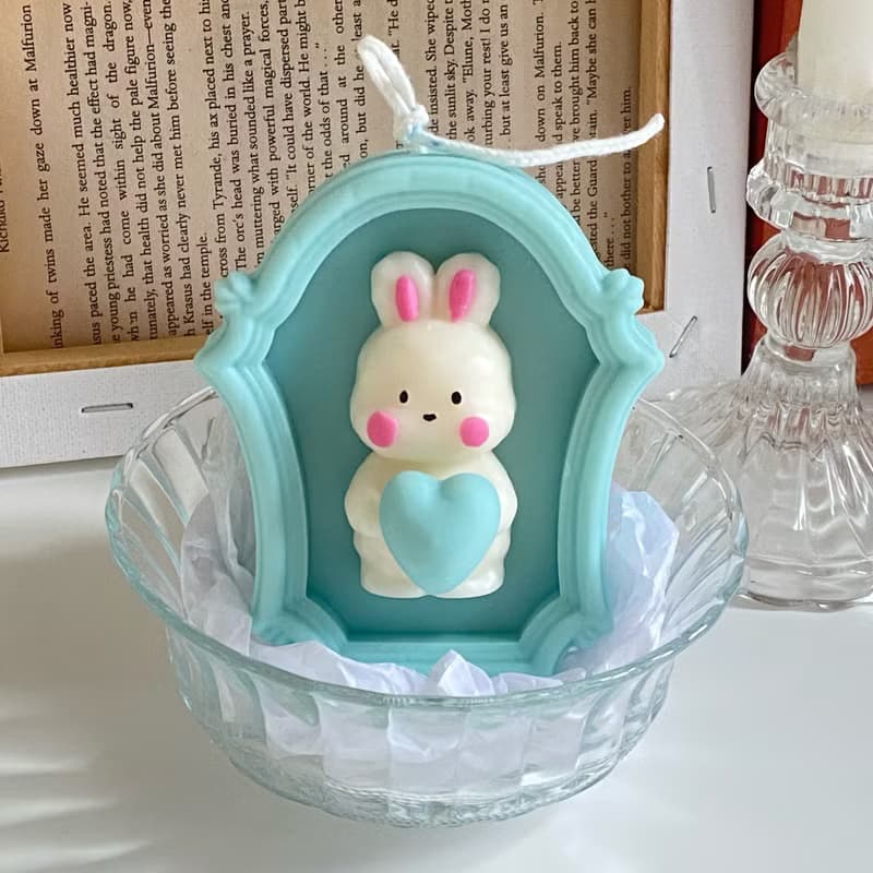 【經典款】 復古鏡子蠟燭 小兔子 / 小熊 造型蠟燭