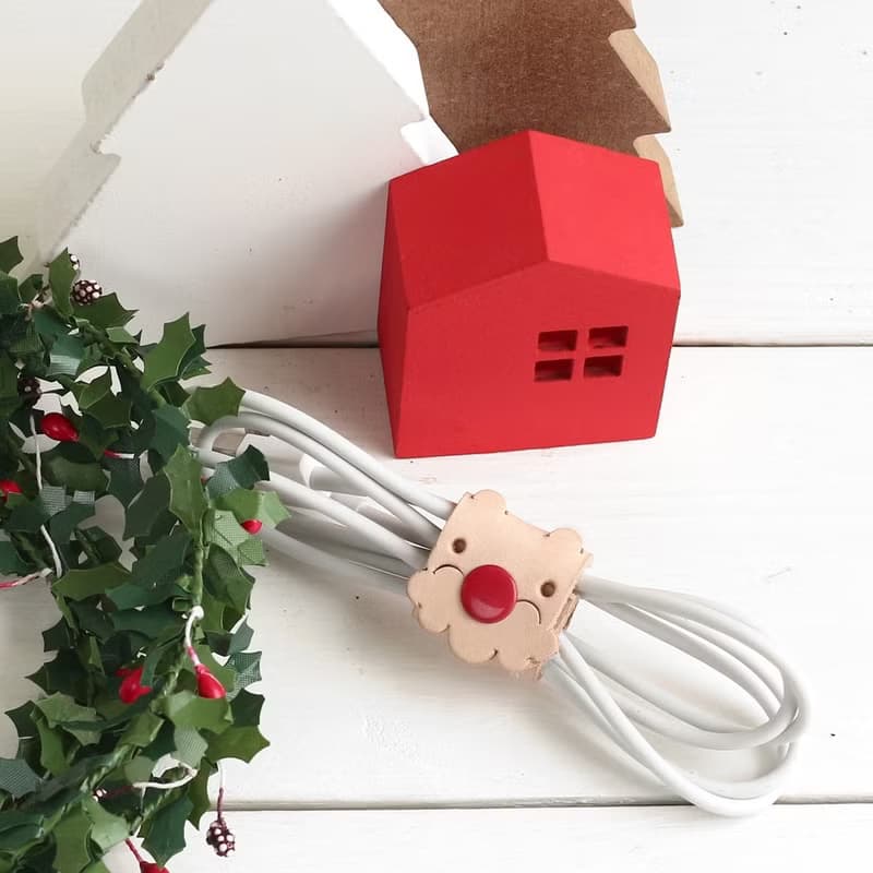 【聖誕禮物 交換禮物】Xmas Tinny 真皮革集線器 老人麋鹿2入