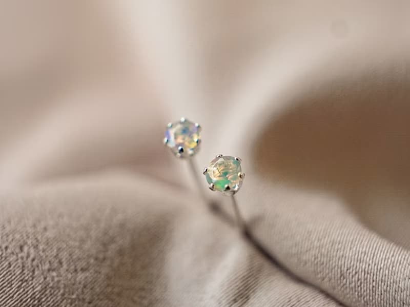 SV925 迷你蛋白石單鑽耳環(耳夾) 3mm 皇冠六爪鑲 歐珀Opal