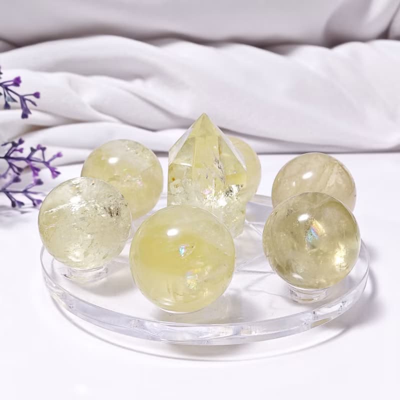 彩虹光黃水晶七星陣 財富之石 招財 晶球 晶柱 禮物 收藏 獨家