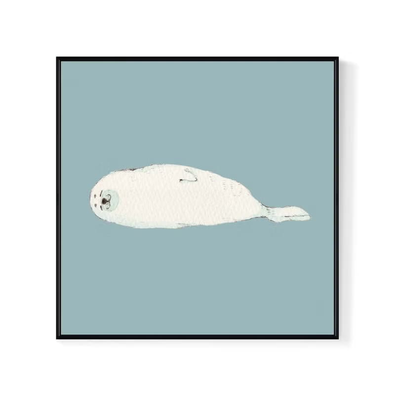 慵懶小海豹 - 療癒動物客廳裝飾/夏日居家佈置/簡約可愛房間掛畫