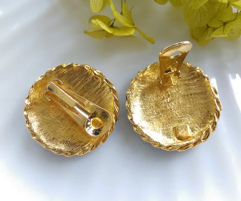 Vintage Jewelry 西洋古董飾品 海洋風 深藍 船舵 船錨 夾式耳環