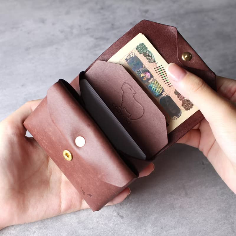 カピバラデザインのコンパクト財布  皮夾 牛皮 皮革 錢包 銀包 手作