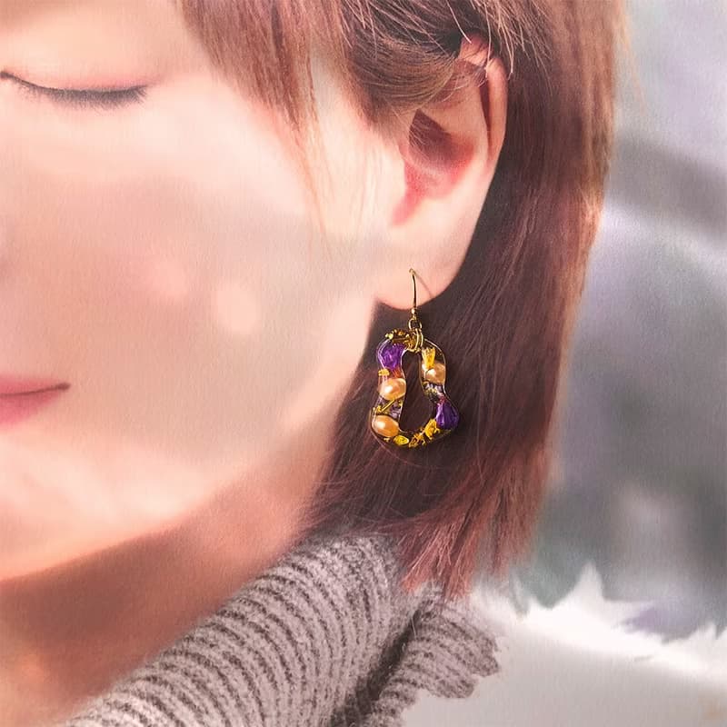 【茜作】乾燥花手工定制 耳墜 耳環 耳夾 耳針 珍珠异型 吊墜設計