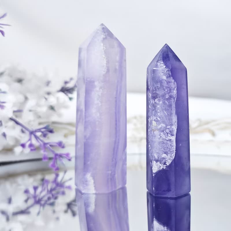 稀有雪花紫螢石 收藏 智慧 事業成功 招財 晶柱 單品 禮物 獨家