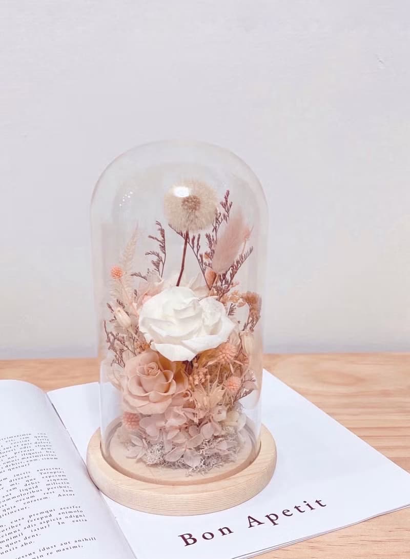永生蒲公英玫瑰花園玻璃盅夜燈ㅤ