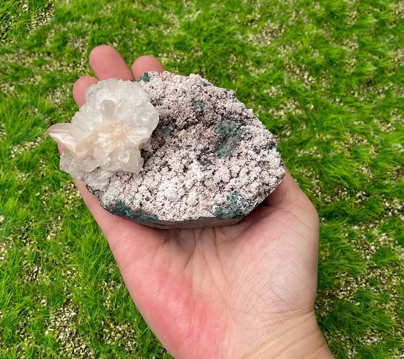 天然原礦意境浪漫晶花鑽石魚眼石共生沸石 家居 辦公室 療癒擺件