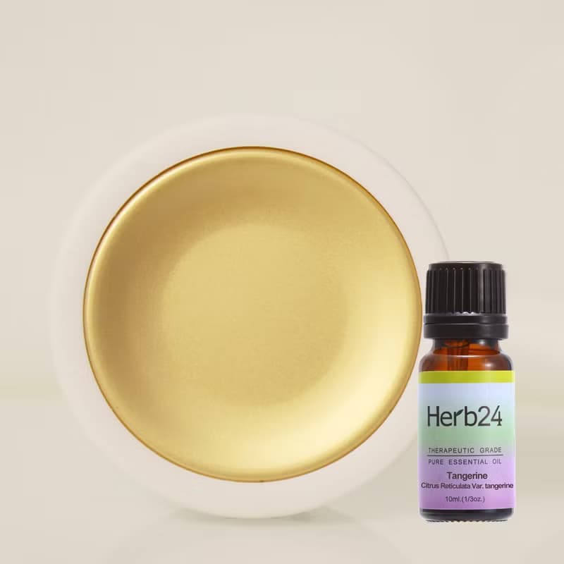 精油擴香組－金色恆溫擴香器【贈】紅桔精油 10ml