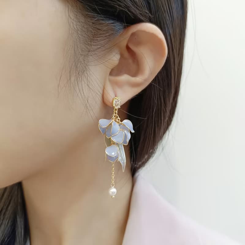 1KM晨光熹微•小花苞垂墜樹脂耳環-2色