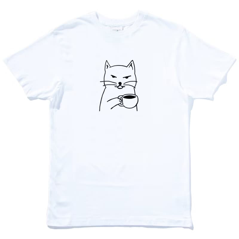Cat Coffee 短袖T恤 白色 貓咪咖啡狗趣味貓之日禮物文青