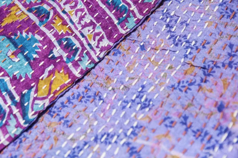 刺繡絲巾/絲綢刺繡圍巾/手縫紗麗線絲巾/印度絲綢刺繡圍巾-幾何風