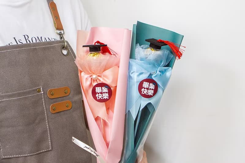 畢業快樂 超Q畢業帽-豪華版單支金莎花束 5色可挑 畢業花束