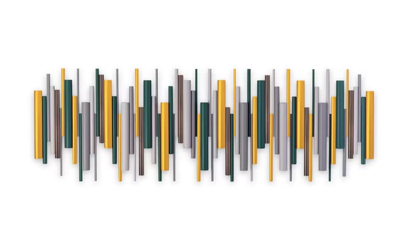 金色地平線 3D 立體壁掛雕塑 藍綠與金色 木材與金屬