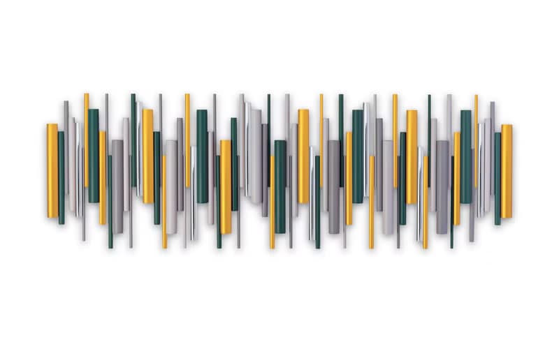 金色地平線 3D 立體壁掛雕塑 藍綠與金色 木材與金屬