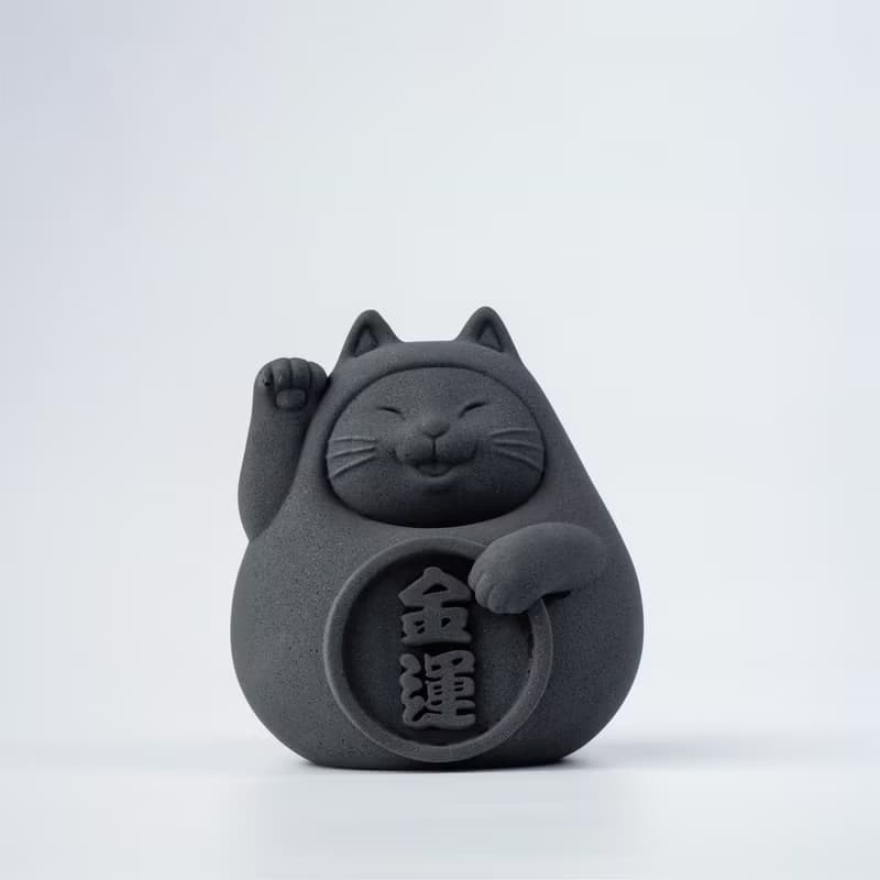 【平安福氣財運到】胖胖招財貓 (中) 炭錢黑